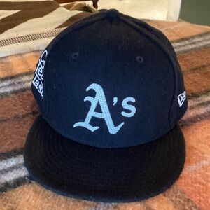 Oakland A’s Diet Starts Monday New Era Black Wool Blend Flat Brim Hat NWOT